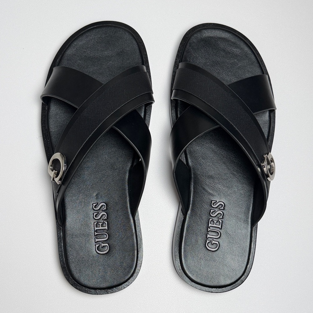Guess Black Cross-Strap Slides